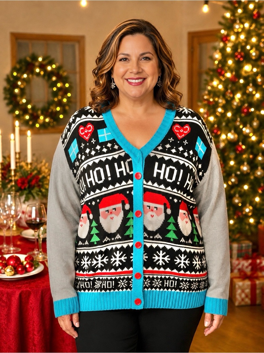 Classic Tacky Ugly Christmas Sweater Women’s Size XL Festive Holiday Ho Ho Ho